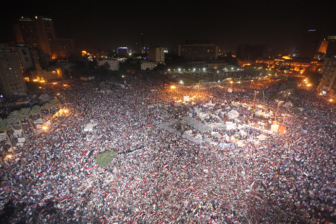 Protesters opposing
Egyptian President Mohamed Morsi gather during a demonstration at
Tahrir Square in Cairo June 30, 2013. (Reuters)